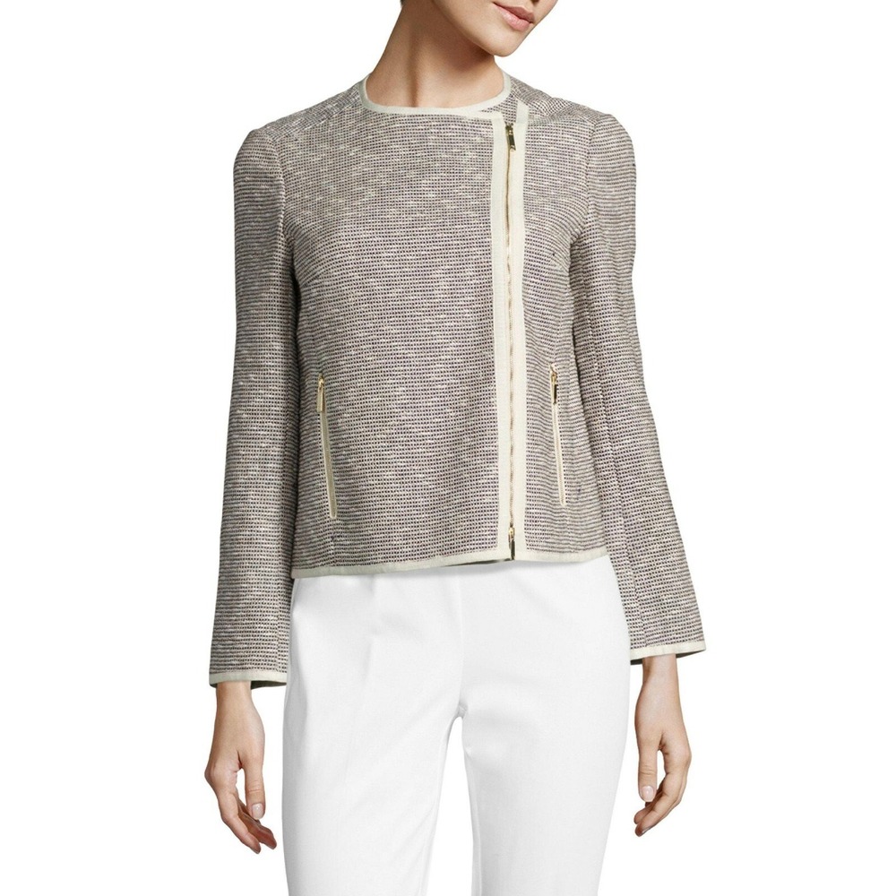 Lafayette 148 Christa Tweed Bouclé Moto Jacket Size Small